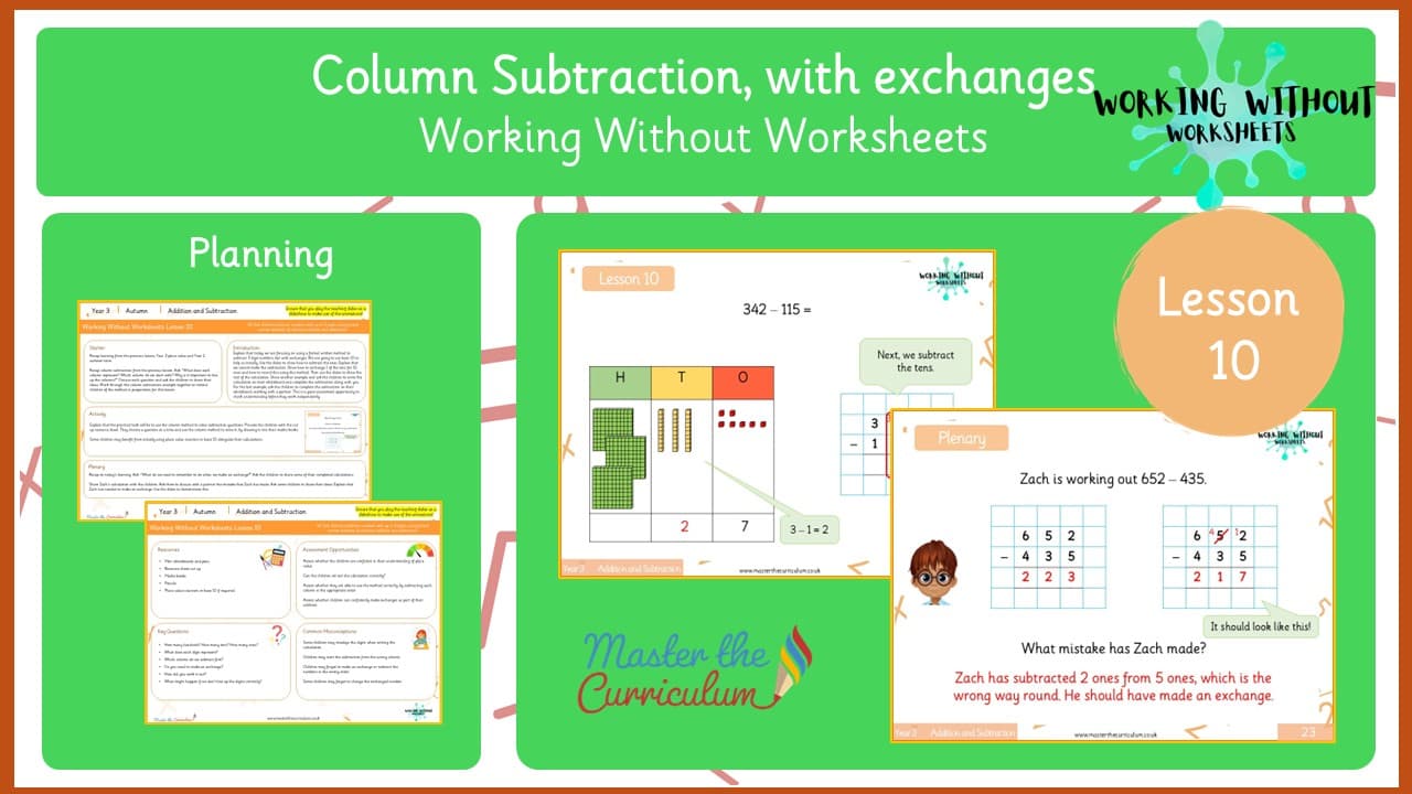 Cover of L10 3-Digit Column Subtraction, with exchanges