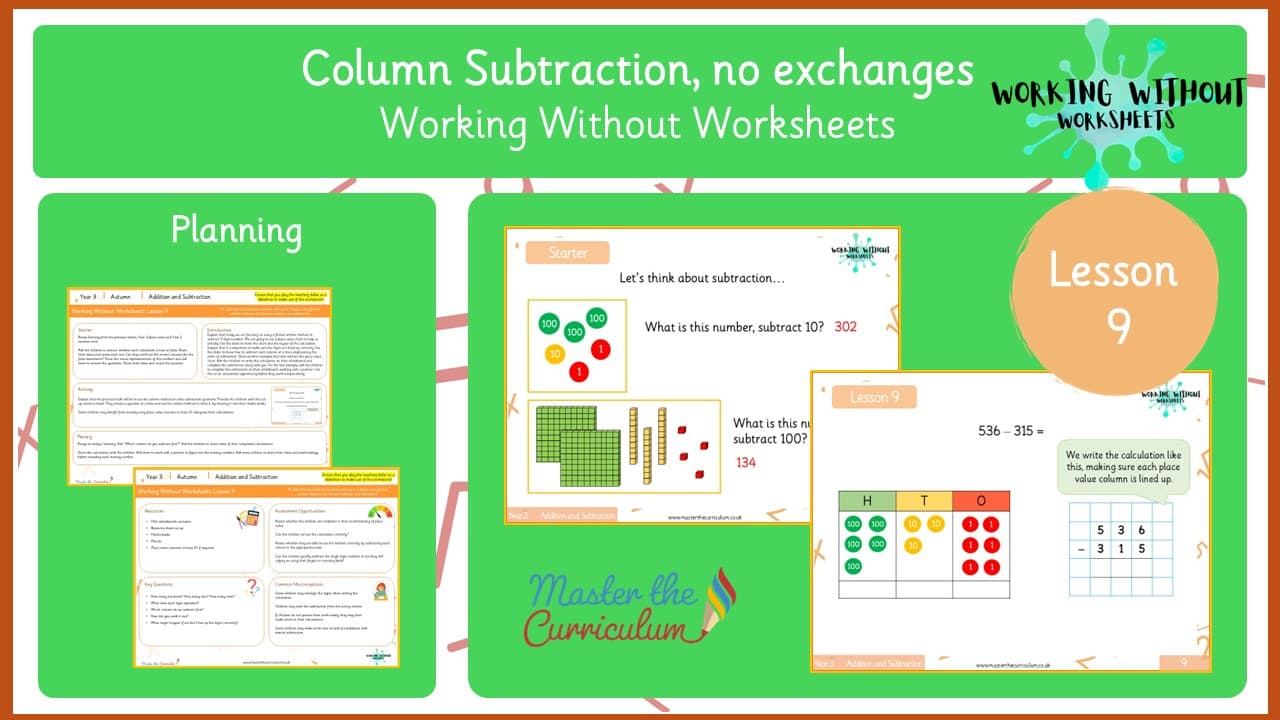 Cover of L9 3-Digit Column Subtraction, no exchanges