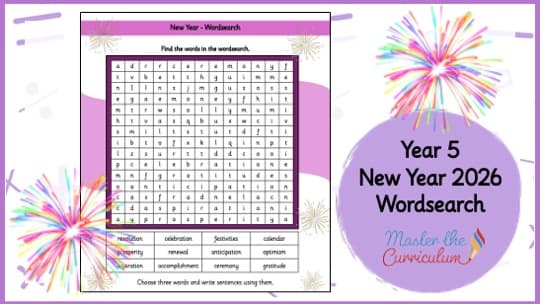 Cover of Year 5 New Year 2026 Wordsearch