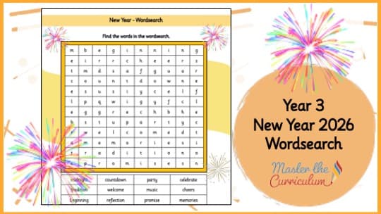 Cover of Year 3 New Year 2026 Wordsearch