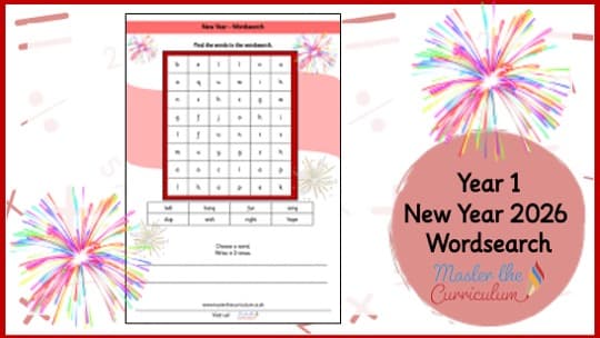 Cover of Year 1 New Year 2026 Wordsearch