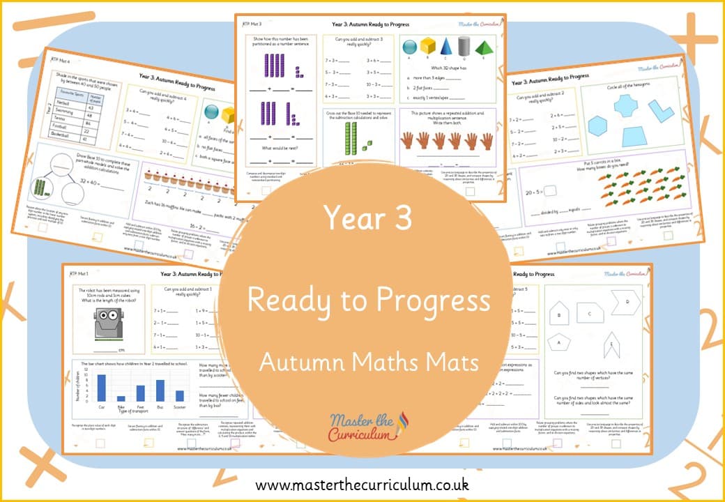 Cover of Year 3 Autumn Ready to Progress Maths Mats