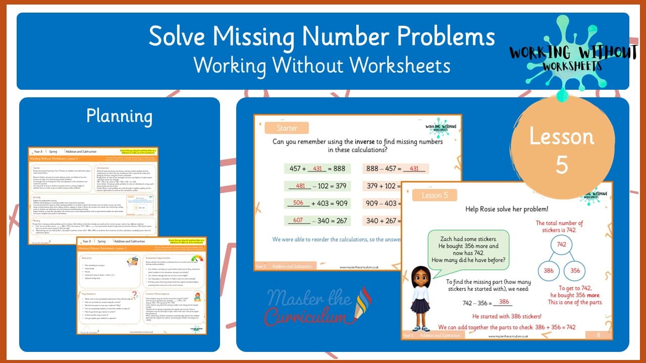 Cover of L5 Solve Addition and Subtraction Missing Number Problems