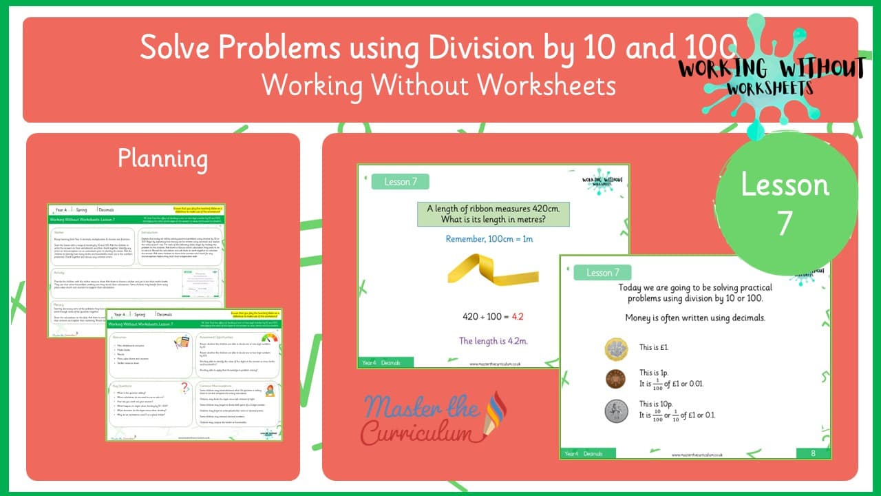 Cover of L7 Solve Problems involving Dividing by 10 or 100