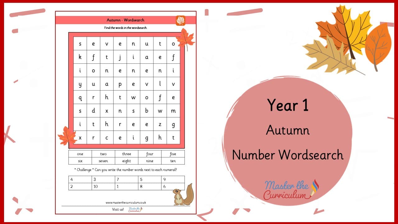 Cover of Autumn Number Wordsearch