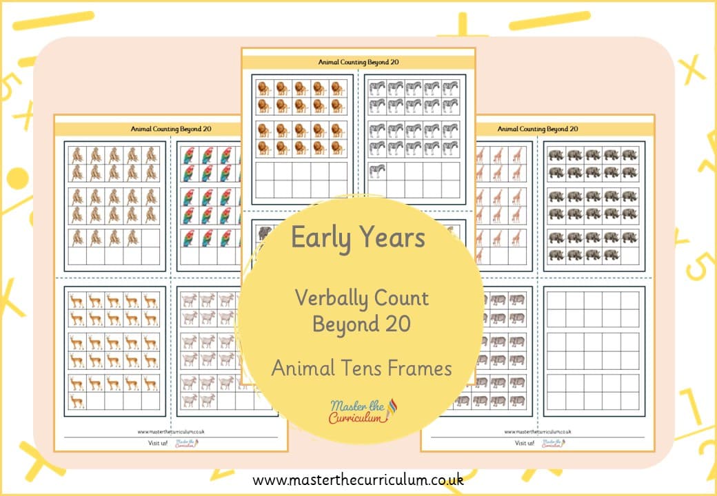Cover of Counting Beyond 20 – Animal Tens Frames
