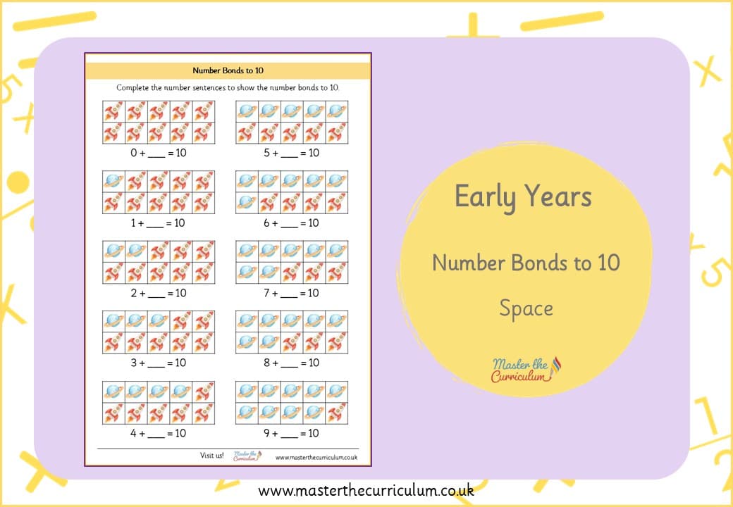 Cover of Number Bonds to 10 – Space