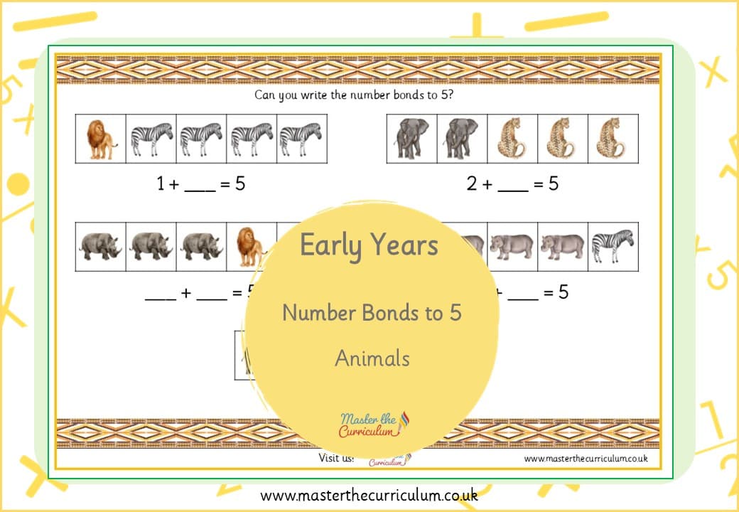 Cover of Number Bonds to 5 – Animals
