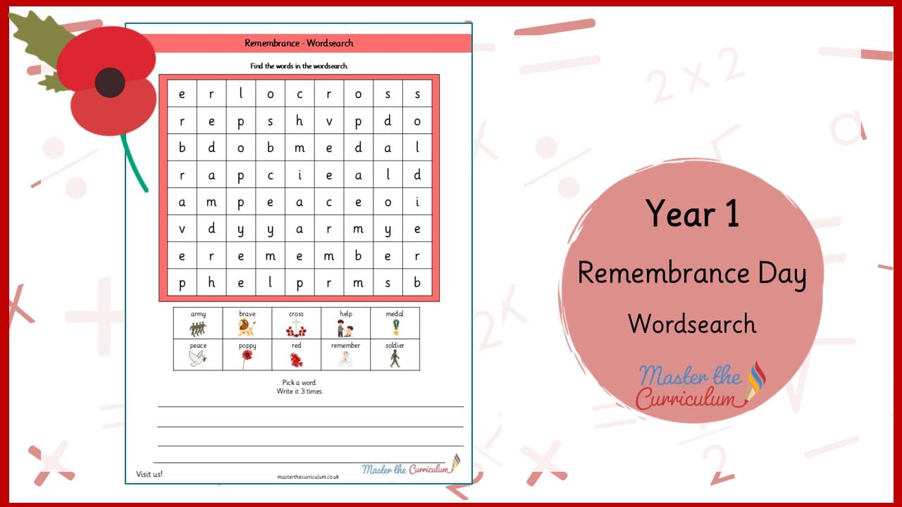 Cover of Remembrance Day Wordsearch