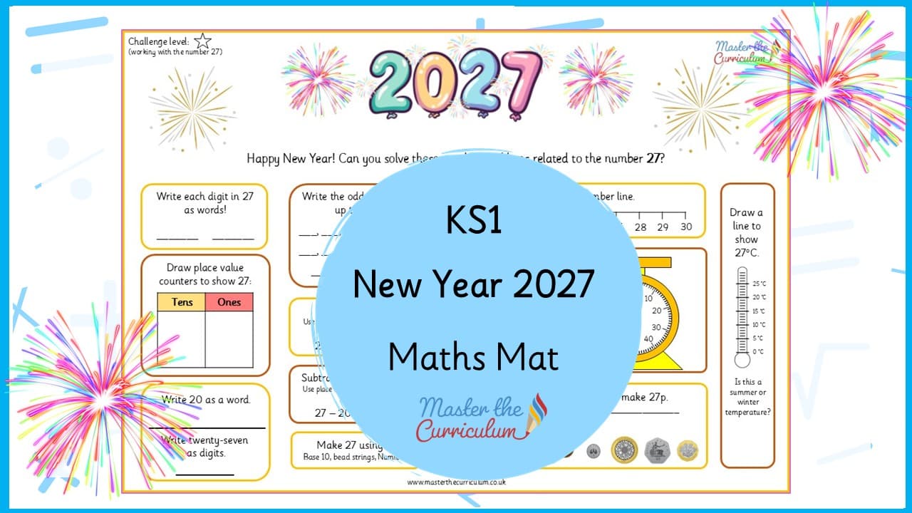 Cover of KS1 New Year 2027 Maths Mat