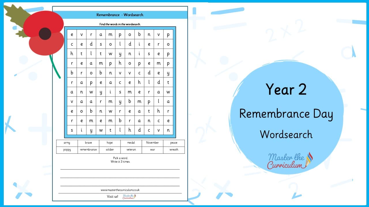 Cover of Remembrance Day Wordsearch