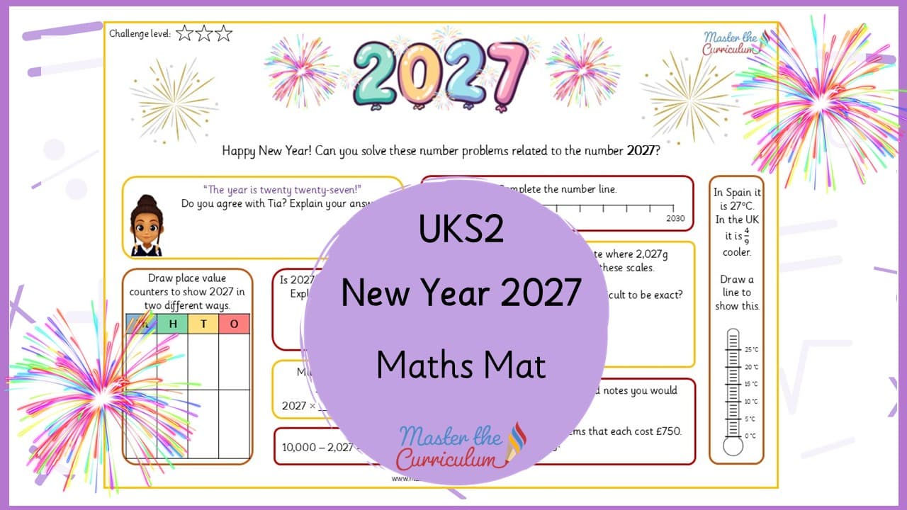 Cover of UKS2 New Year 2027 Maths Mat