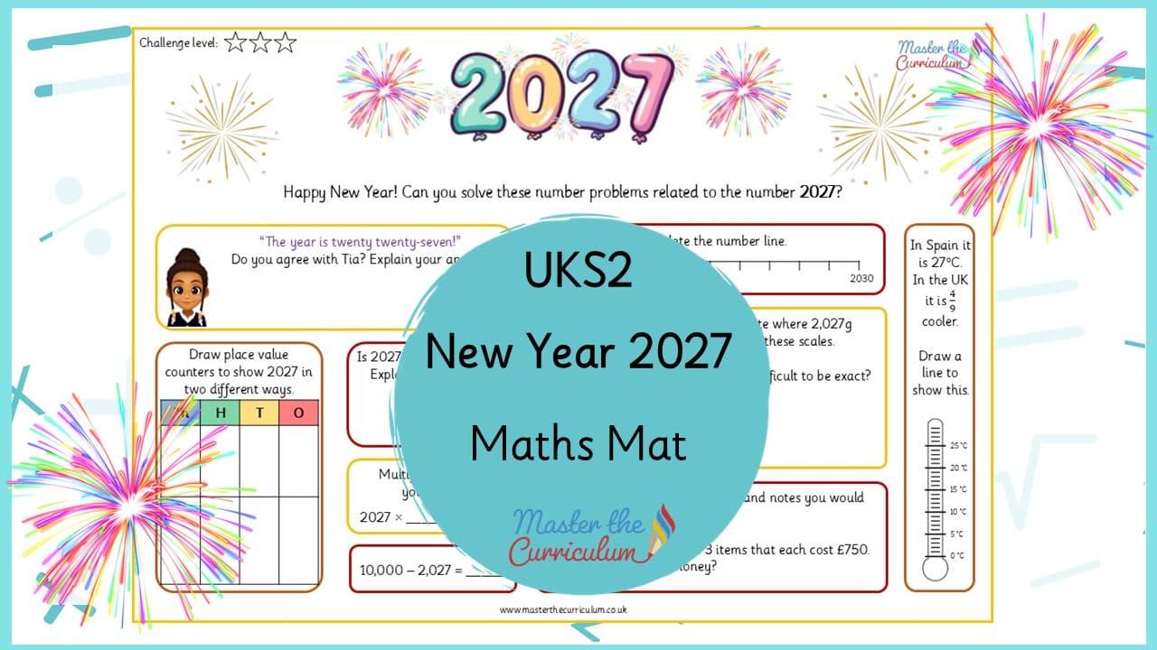 Cover of UKS2 New Year 2027 Maths Mat