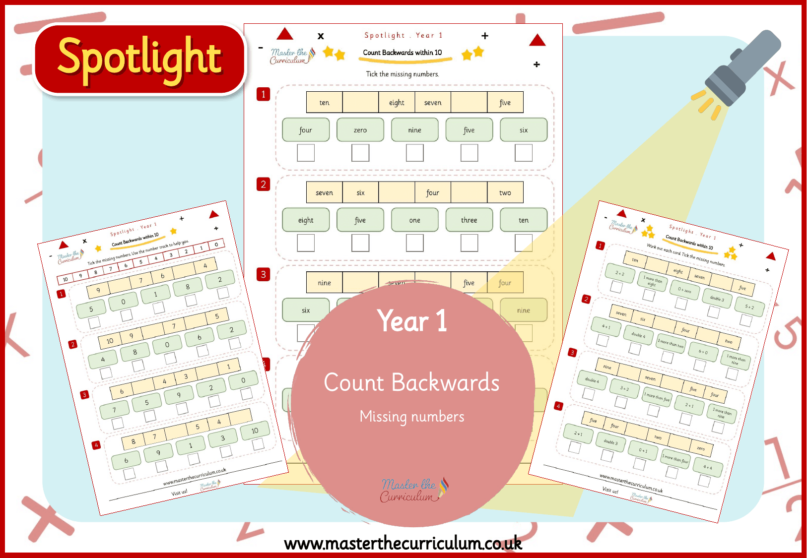 Cover of Spotlight Y1 Count Backwards: Tick the Missing Numbers