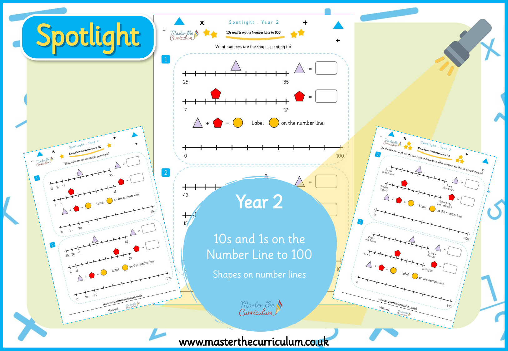 Cover of Spotlight Yr2 10s and 1s on a number line Shapes on number lines