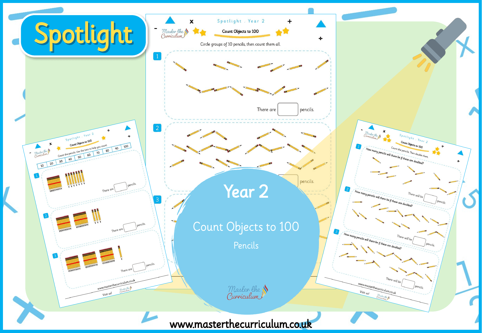 Cover of Spotlight Yr2 Count objects to 100 Pencils