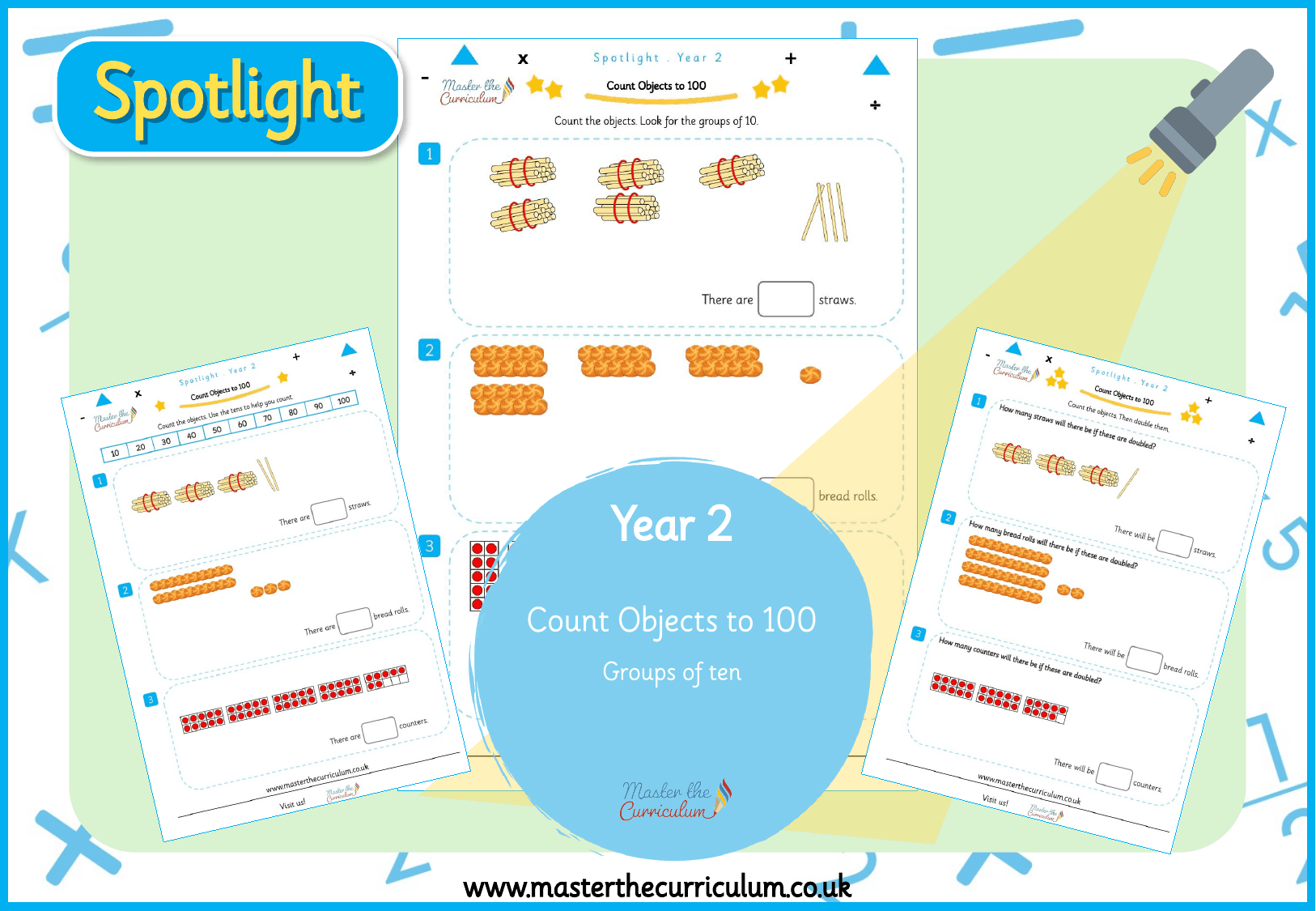 Cover of Spotlight Yr2 Count objects to 100 Groups of ten