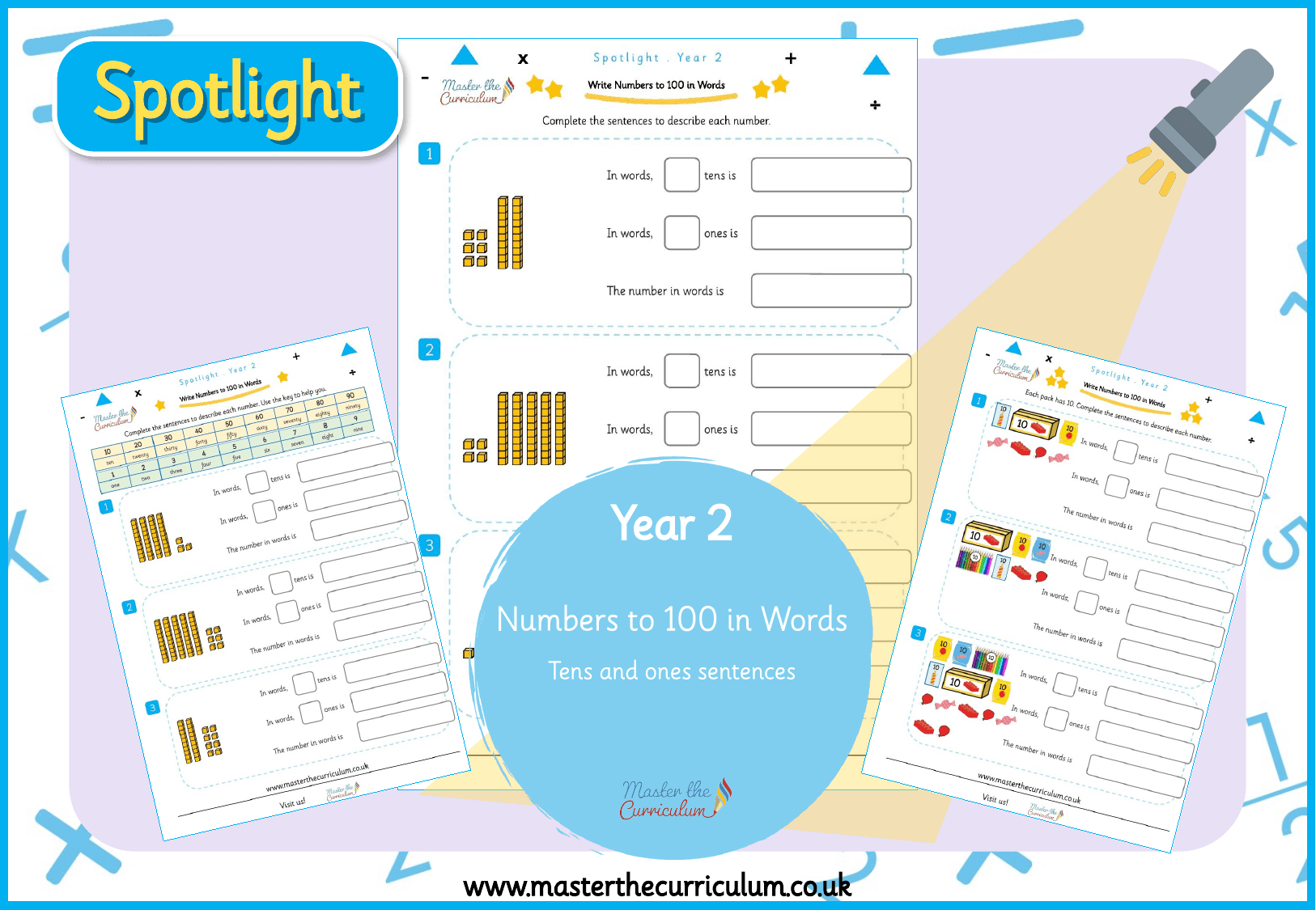 Cover of Spotlight Yr2 Numbers in words Tens and ones sentences