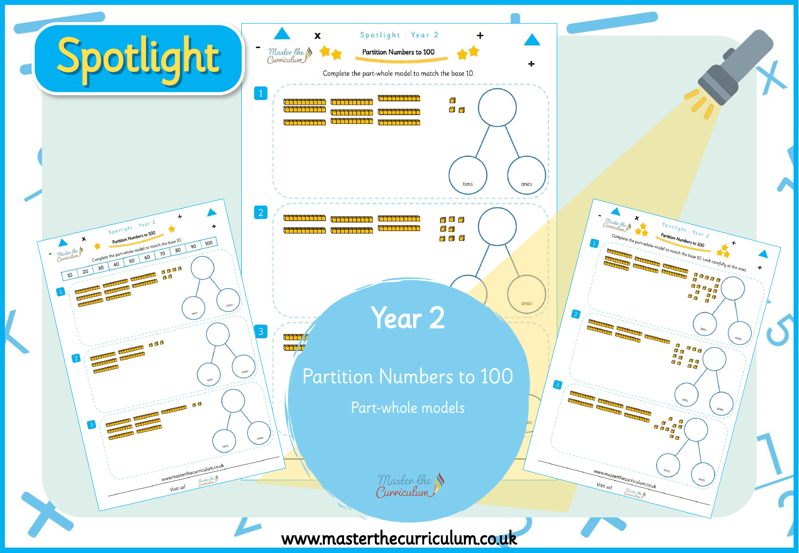 Cover of Spotlight Yr2 Partition numbers to 100 Part-whole from base 10.pptx