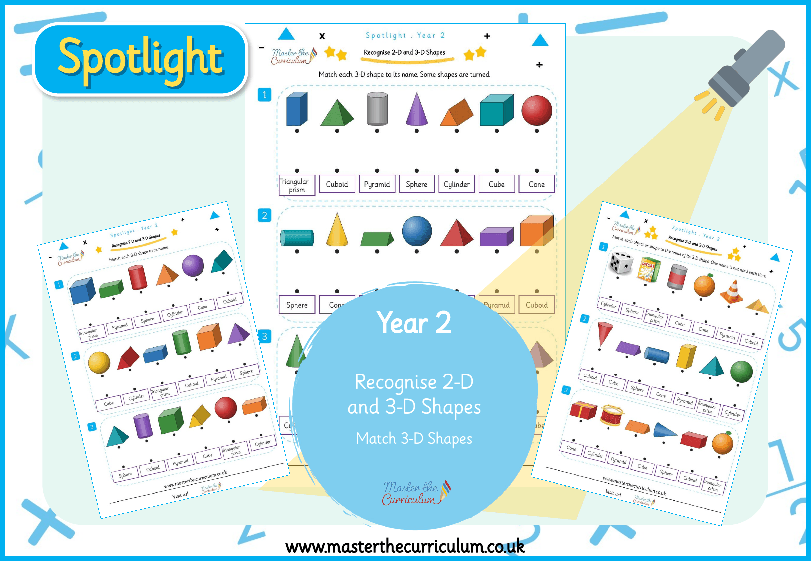 Cover of Spotlight Y2 Match 3-D Shapes to Their Names