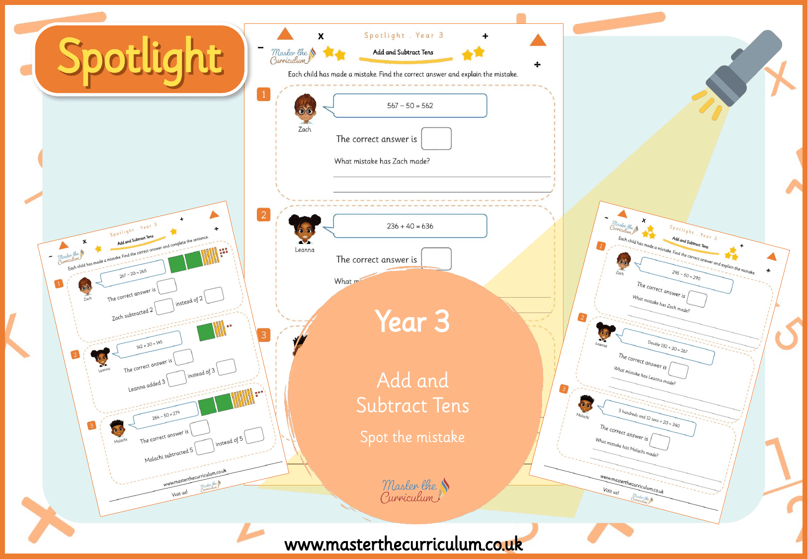 Cover of Spotlight Y3 Spot the Mistake: Adding and Subtracting Tens