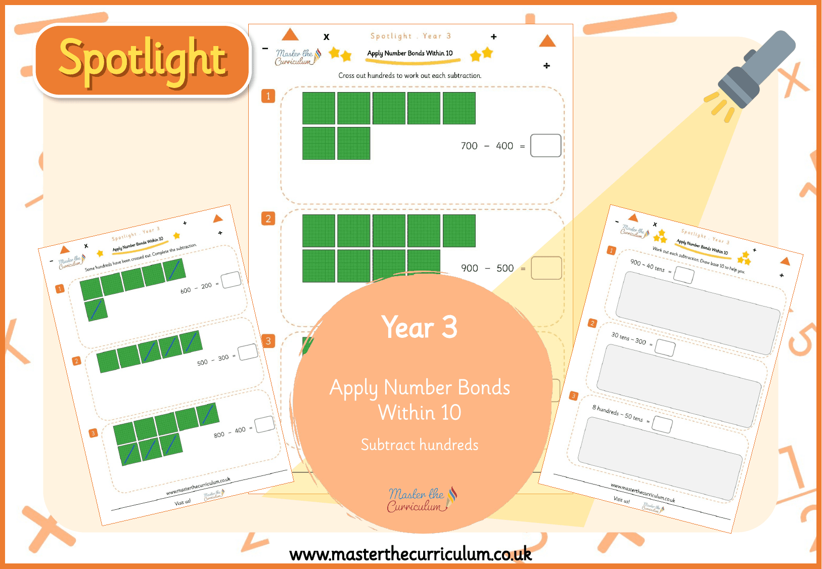 Cover of Spotlight Y3 Subtract Hundreds with Base 10