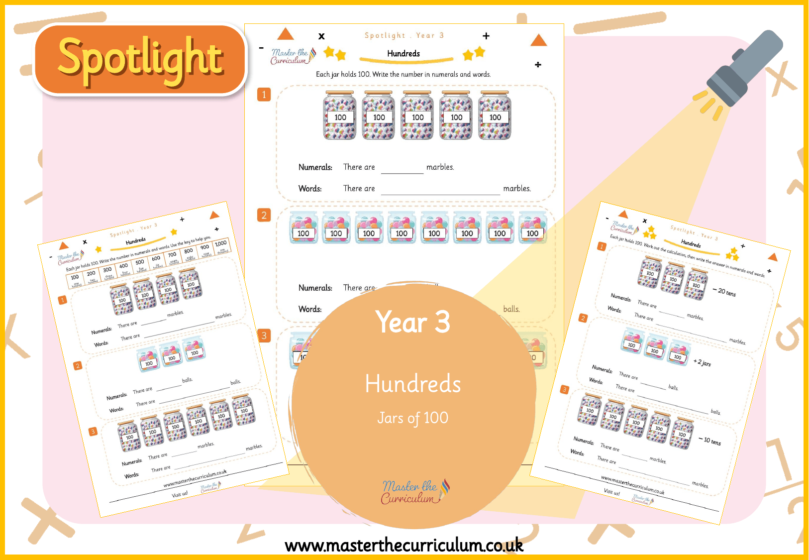 Cover of Spotlight Y3 Hundreds in Numerals and Words: Jars of 100