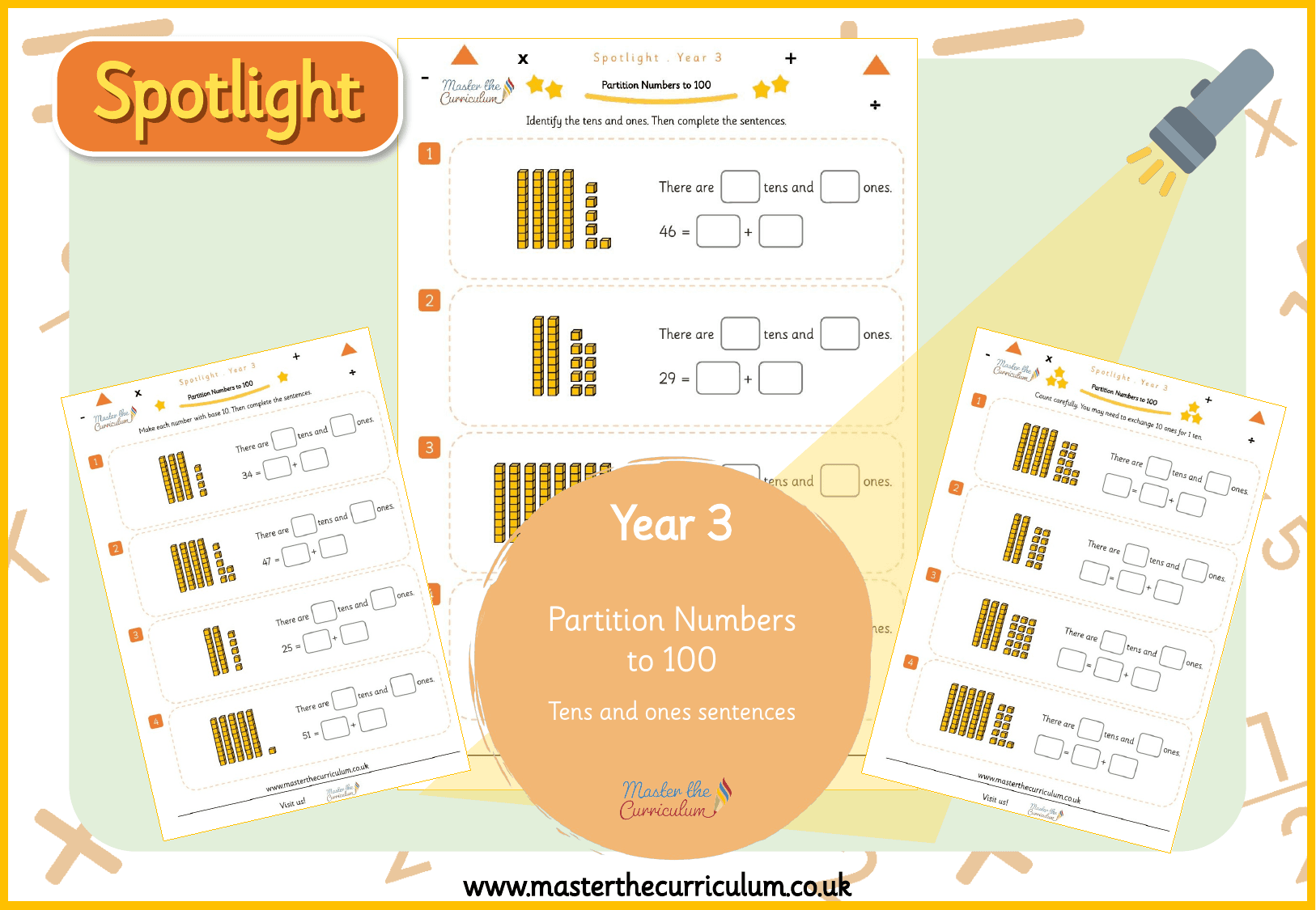 Cover of Spotlight Y3 Partition Numbers: Tens and Ones Sentences