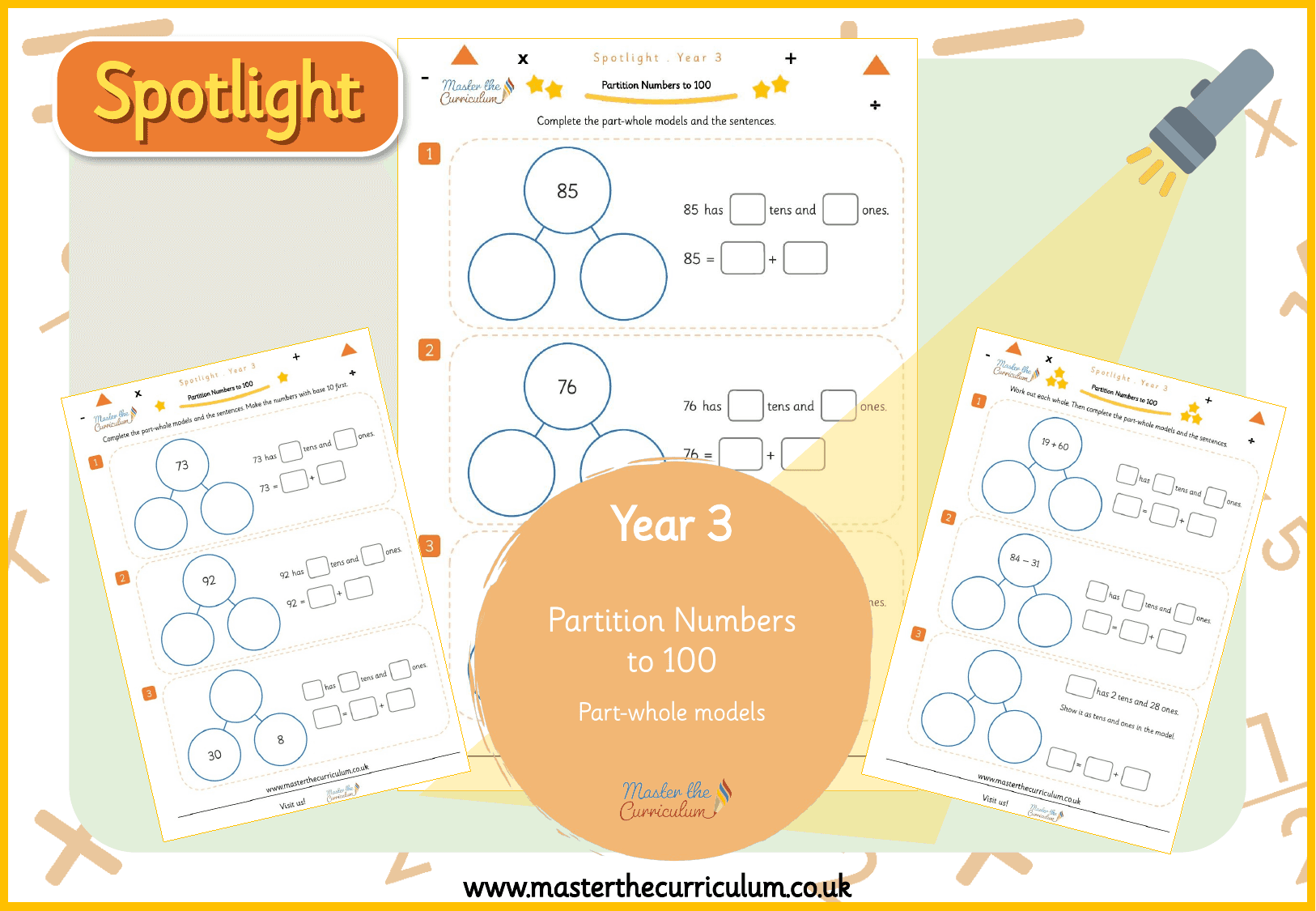 Cover of Spotlight Y3 Complete Part-Whole Models for Numbers to 100