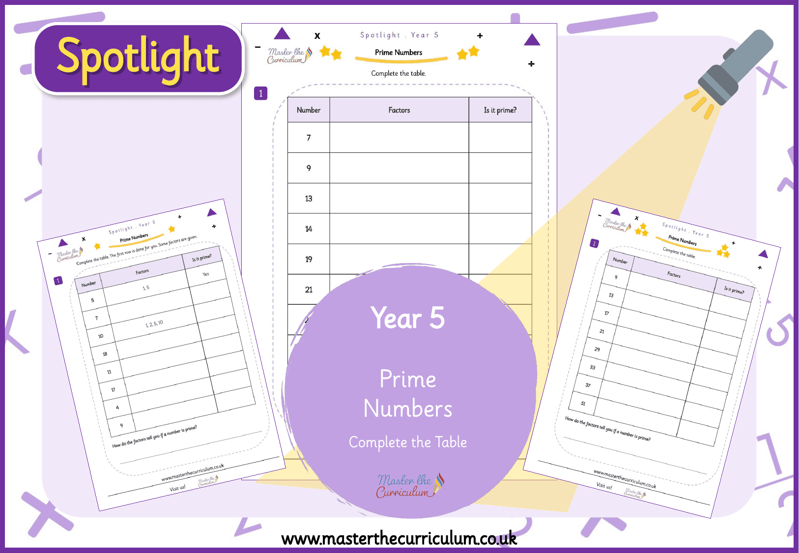 Cover of Spotlight Y5 Prime Numbers: Complete the Table