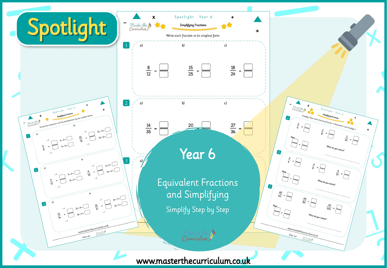 Cover of Spotlight Y6 Simplify Fractions Step by Step