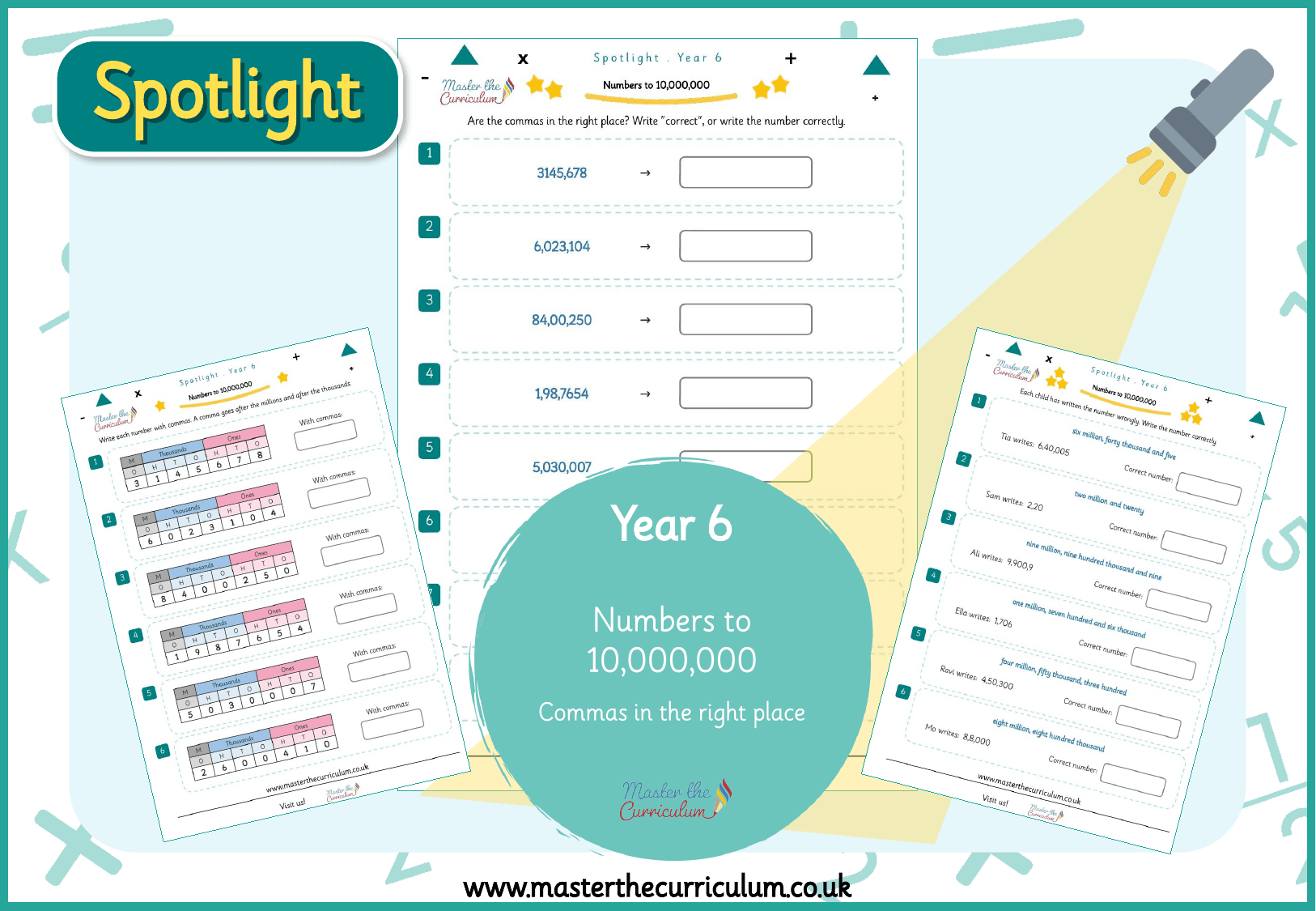 Cover of Spotlight Y6 Write Numbers to 10,000,000 with Commas in the Right Place