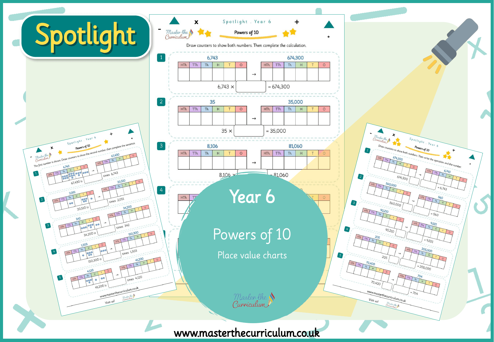 Cover of Spotlight Y6 Powers of 10 in Place Value Charts