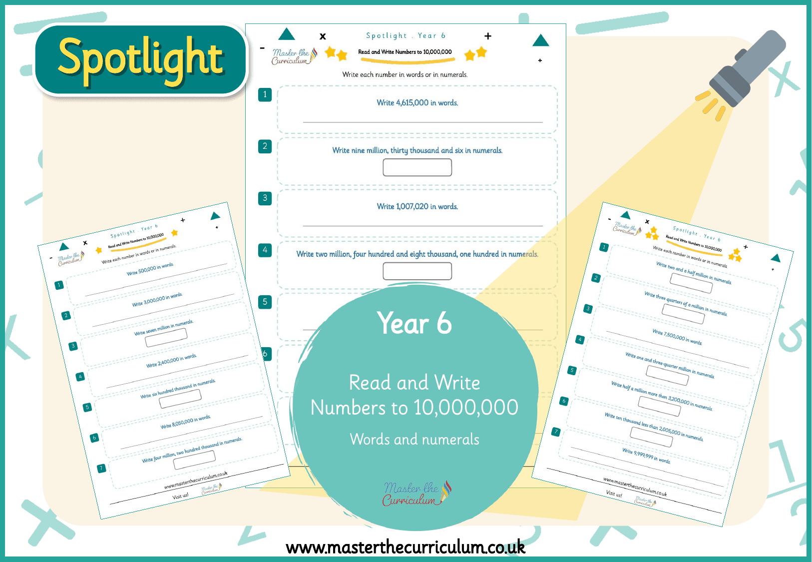 Cover of Spotlight Y6 Write Numbers to 10,000,000 in Words and in Numerals