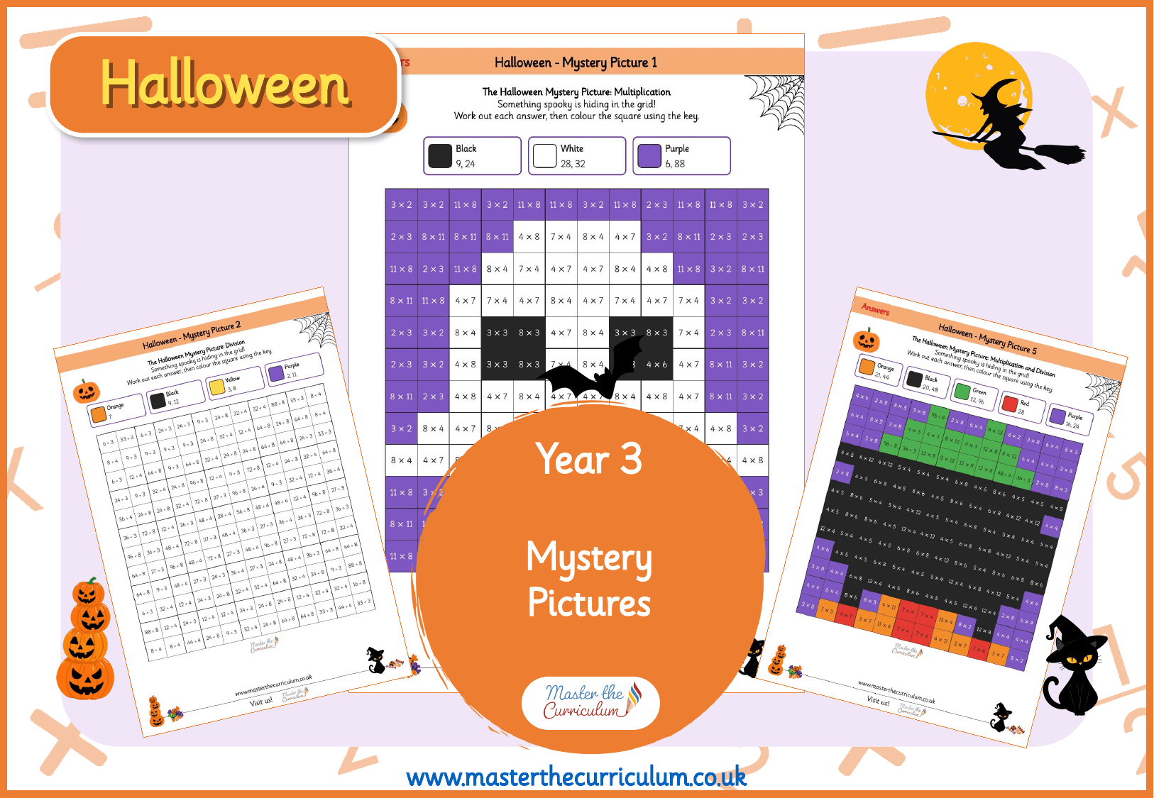 Cover of Year 3 Halloween Mystery Pictures (Colour by Answer)
