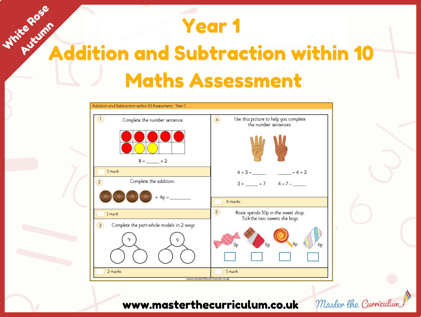 Cover of Year 1 Addition and Subtraction within 10 Maths Assessment