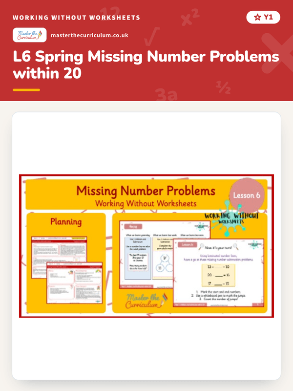 L3 Spring Subtract 1 and 2 Digit Numbers to 20 | Master the Curriculum