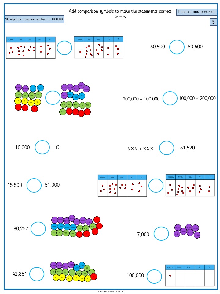 Year 5 Compare and order numbers to at least 1,000,000 – 8 | Master the ...