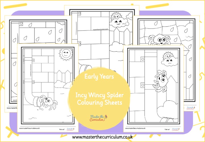 Indy Wincy Spider Colouring Pages | Master the Curriculum
