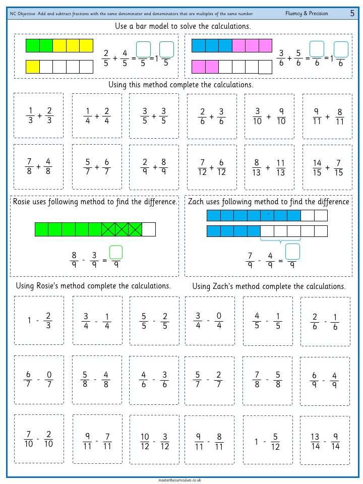 Compare And Order Fractions | Year 5 Maths Worksheet