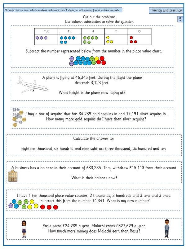 Add Or Subtract Whole Numbers With More Than 4 Digits Including Using