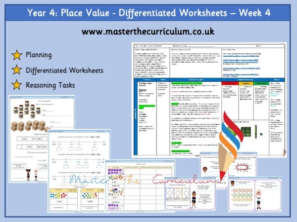 Year 4- Week 4 Editable Differentiated Place Value Worksheets - Master ...