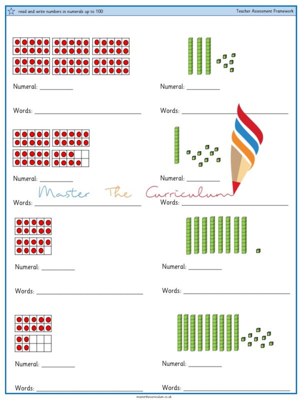 Read and write numbers in numerals up to 100 - 3 - Master The Curriculum