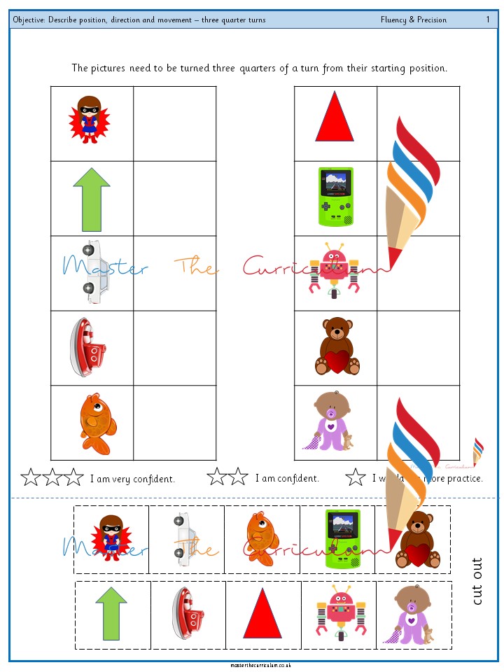 year 1 describe position direction and movement three quarter turns 2 master the curriculum