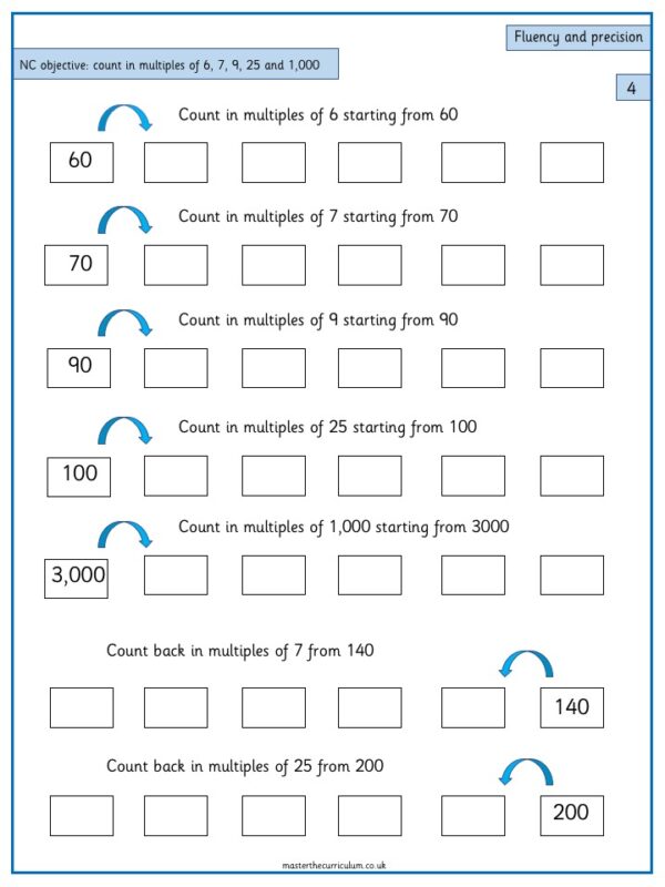 Year 4 Maths – Count in multiples of 6, 7, 9, 25 and 1000 - Master The ...