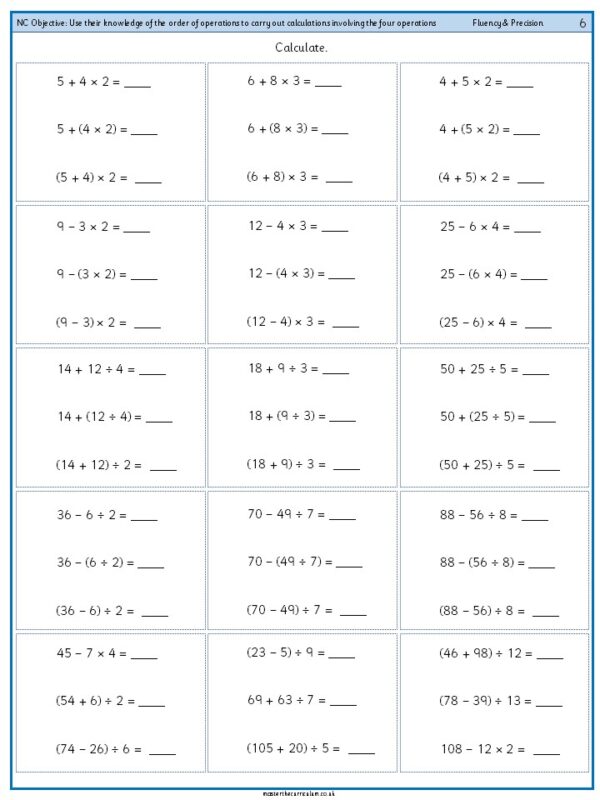 Use their knowledge of the order of operations to carry out ...