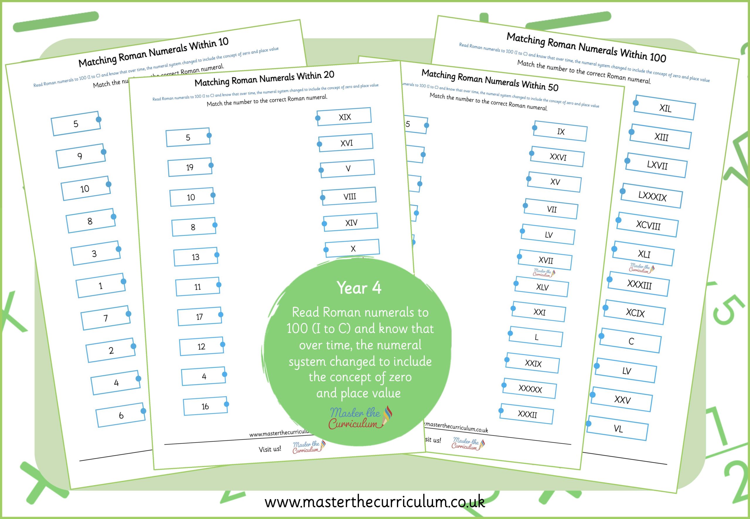 matching-roman-numerals-to-100-master-the-curriculum